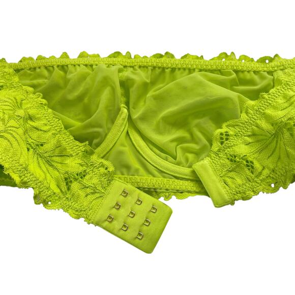 Aerie Womens Bra Size 34D Neon Yellow Lace Bandeau Bralette Strapless Underwire - Picture 6 of 10